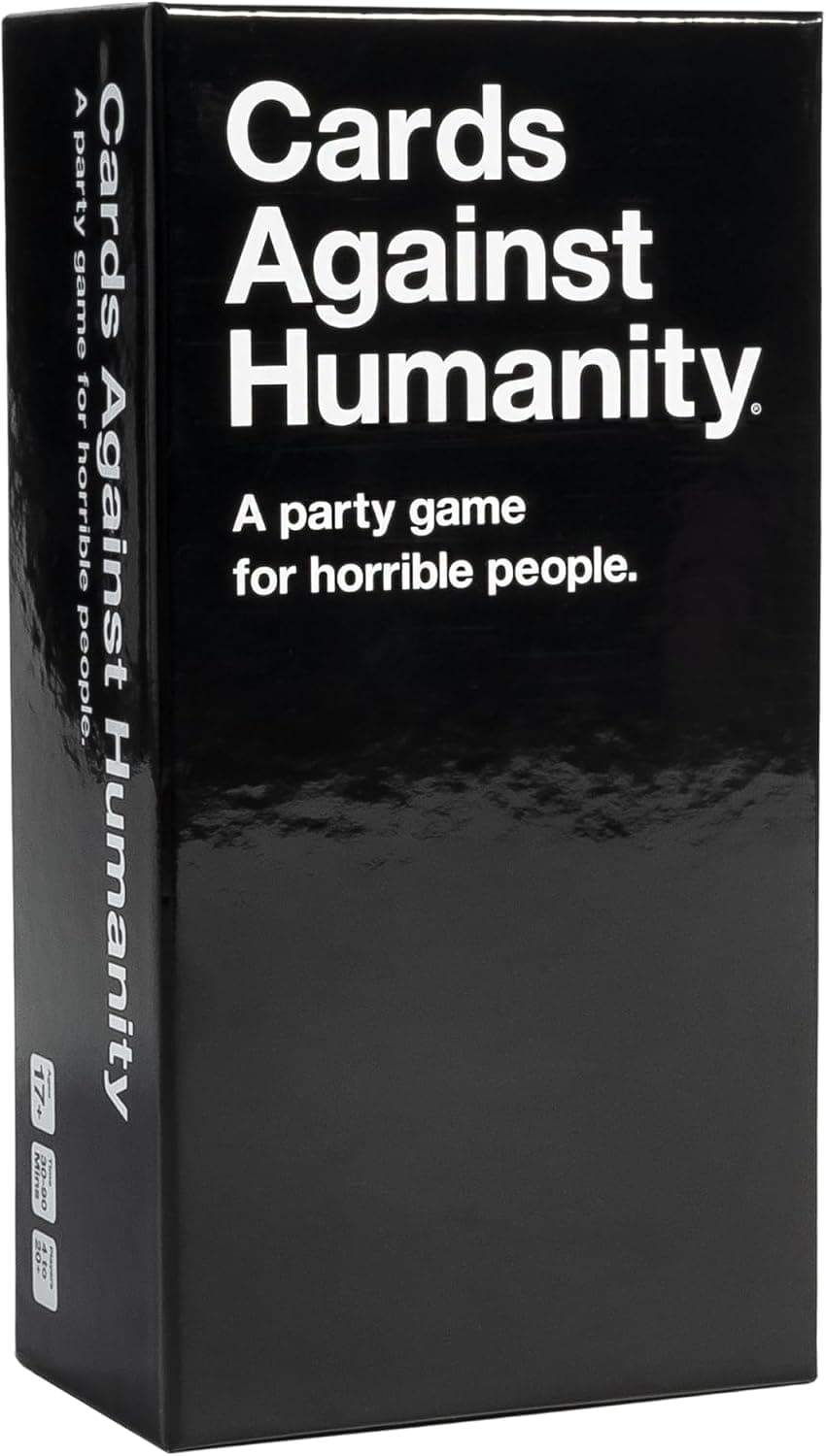 Cards Against Humanity main game box, black with the white title
