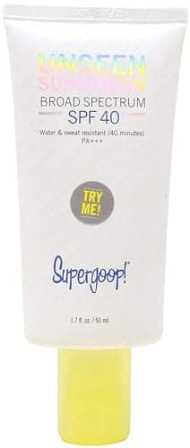 Peach tube of Supergoop Unseen Sunscreen SPF 40, 1.7 fl oz