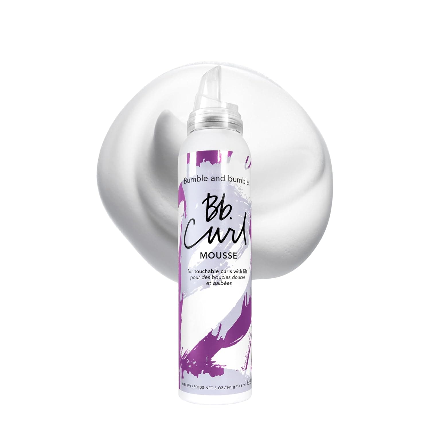 Bumble and bumble Curl Mousse can, black with a blue Curl Mousse label