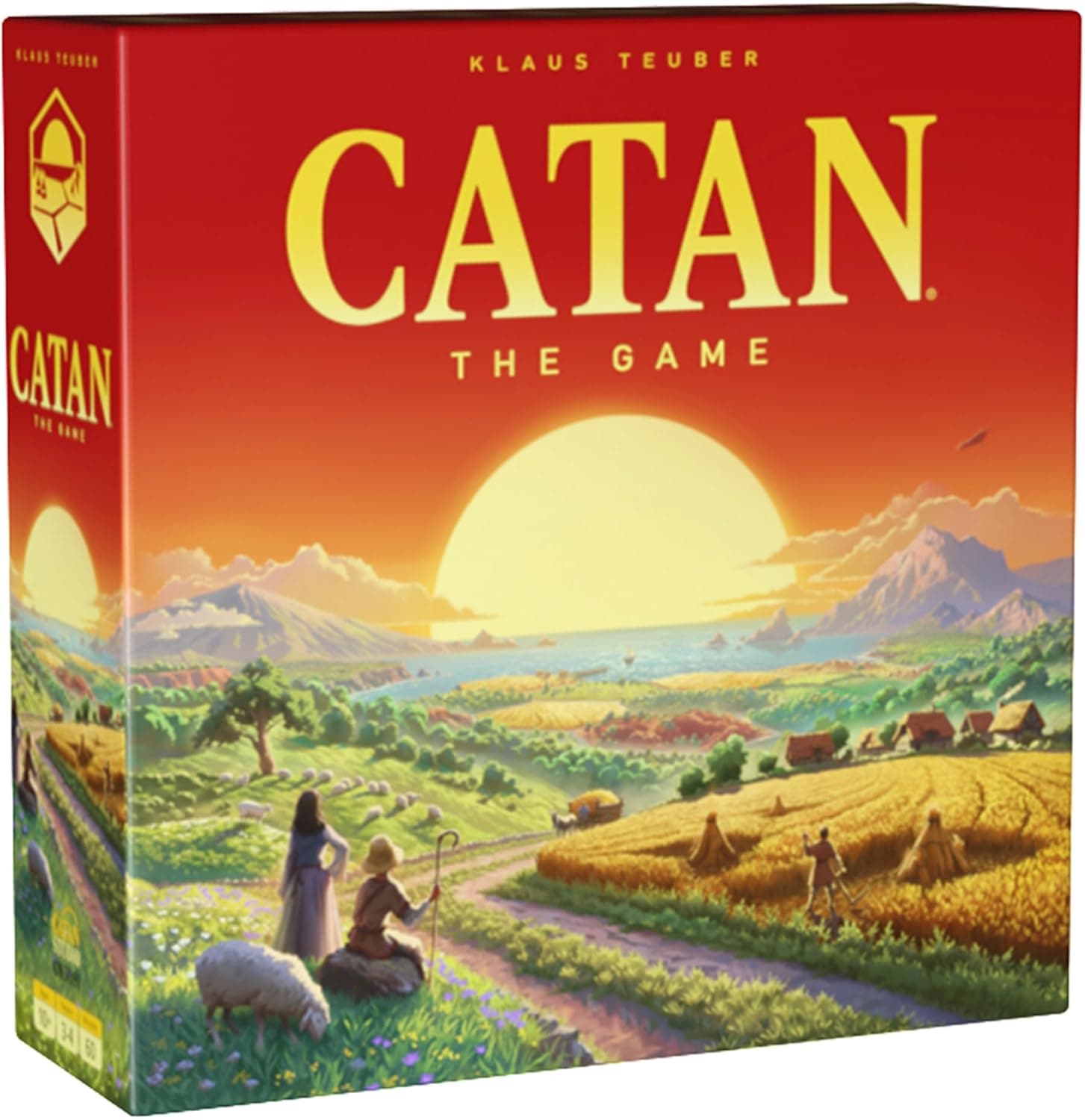 CATAN 6th Edition board game box, blue with the island illustration