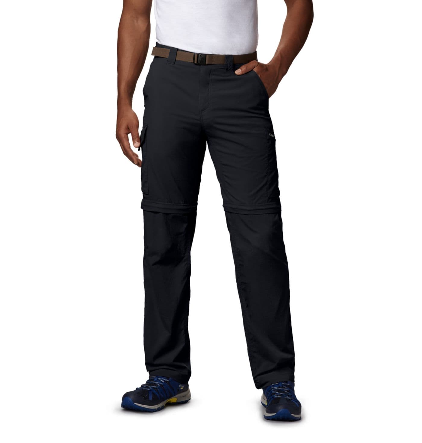 Black Columbia Silver Ridge convertible hiking pants, front view