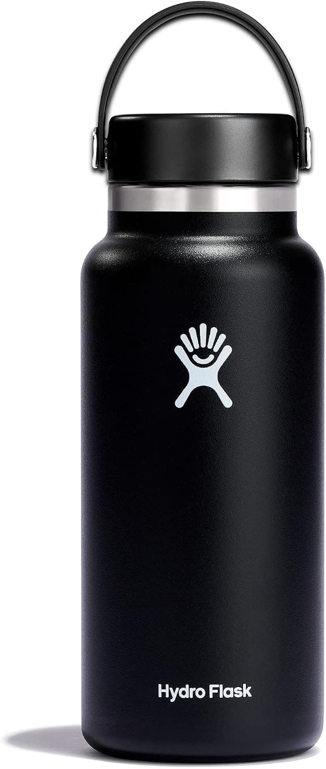 Black Hydro Flask 32 oz Wide Mouth bottle with a flex cap