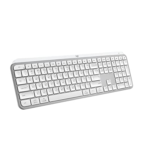 Logitech MX Keys S wireless keyboard in pale grey, top view