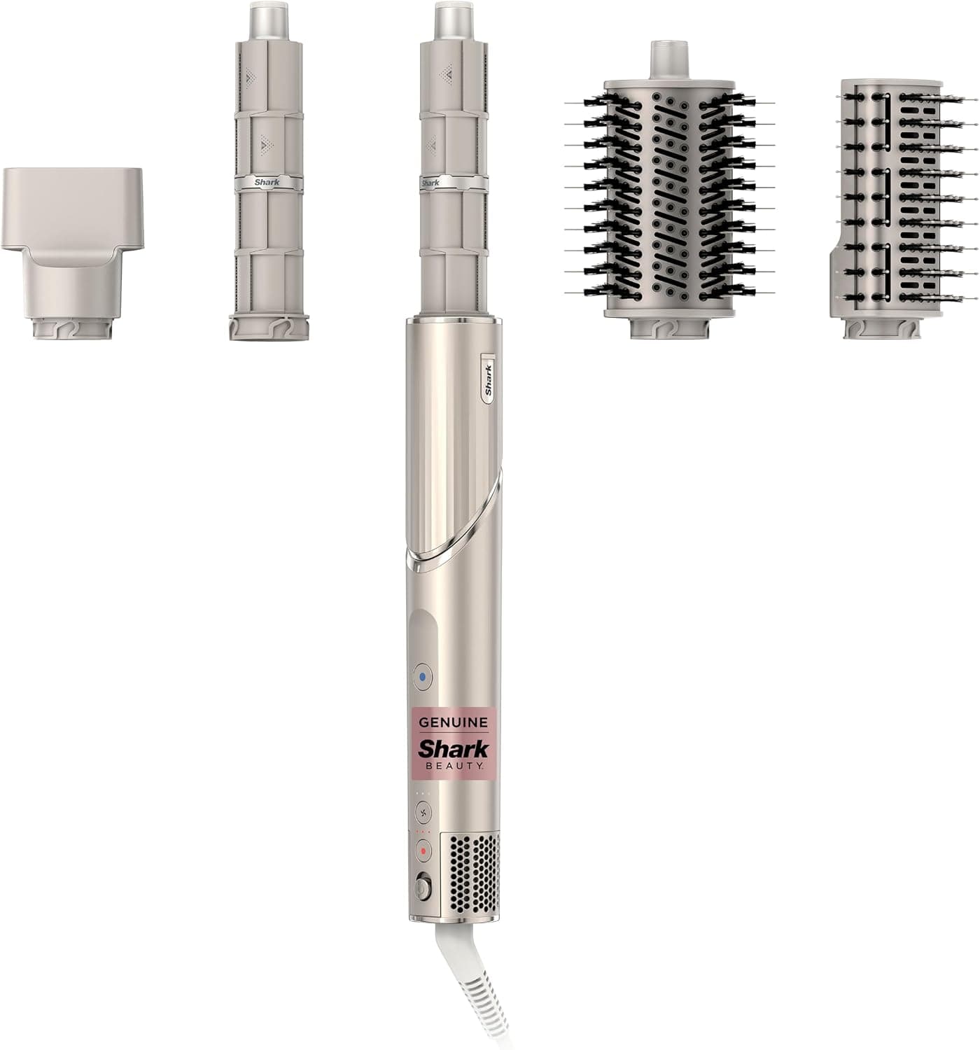 Stone Shark FlexStyle HD430 with auto-wrap curlers, oval brush, paddle brush, and concentrator