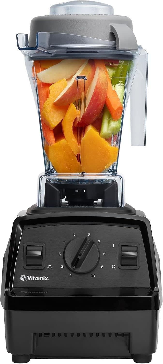 Black Vitamix Explorian E310 blender with a clear 48-ounce container, front view